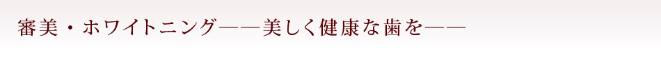 審美・ホワイトニング――美しく健康な歯を――