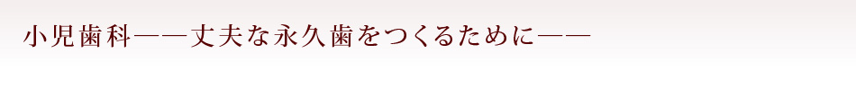 小児歯科――丈夫な永久歯をつくるために――